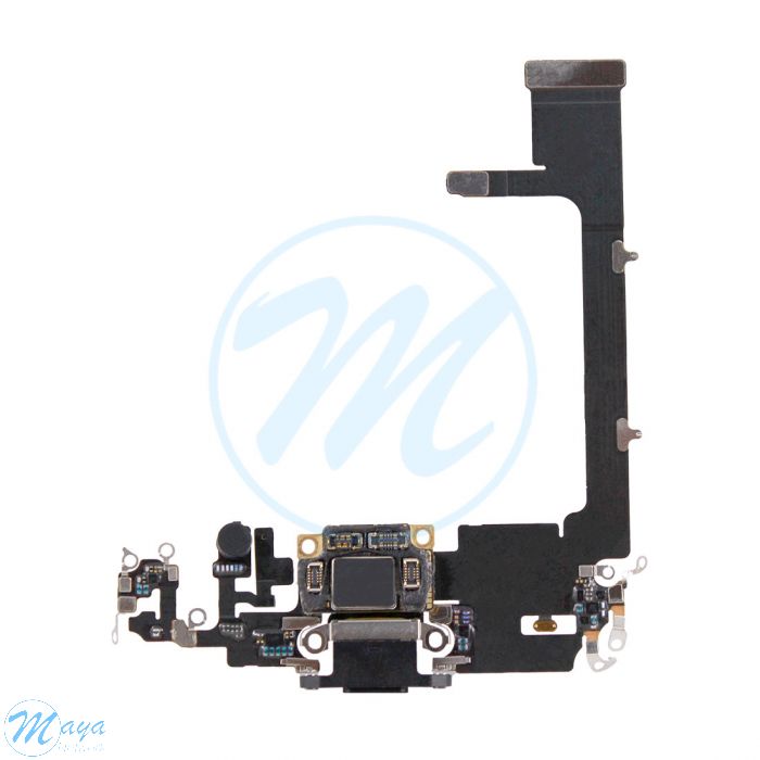 iPhone 11 Pro Charging Port with Flex Cable Replacement Part - Black (No Soldering Required)