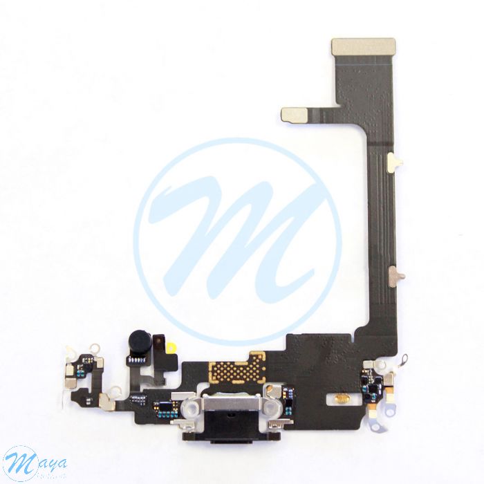 iPhone 11 Pro Charging Port with Flex Cable Replacement Part - Black (Soldering Required)