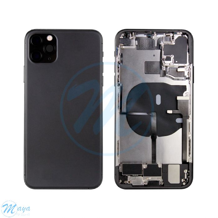 iPhone 11 Pro Max Back Housing with Small Parts - Black (NO LOGO)