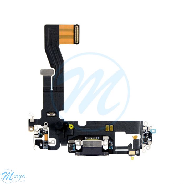 iPhone 12 Charging Port with Flex Cable Replacement Part - Black
