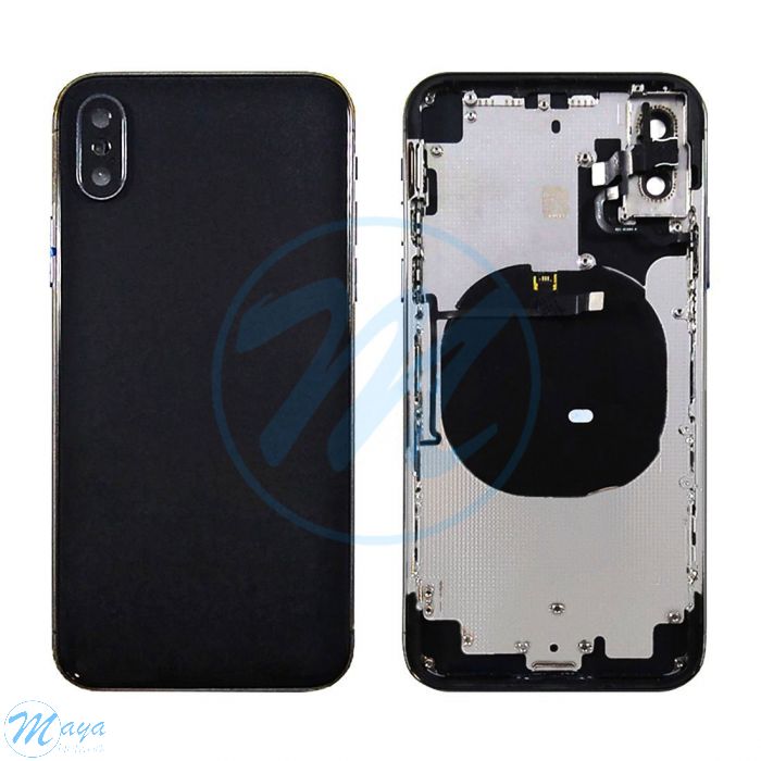 iPhone X Back Housing with Small Parts - Black (NO LOGO)