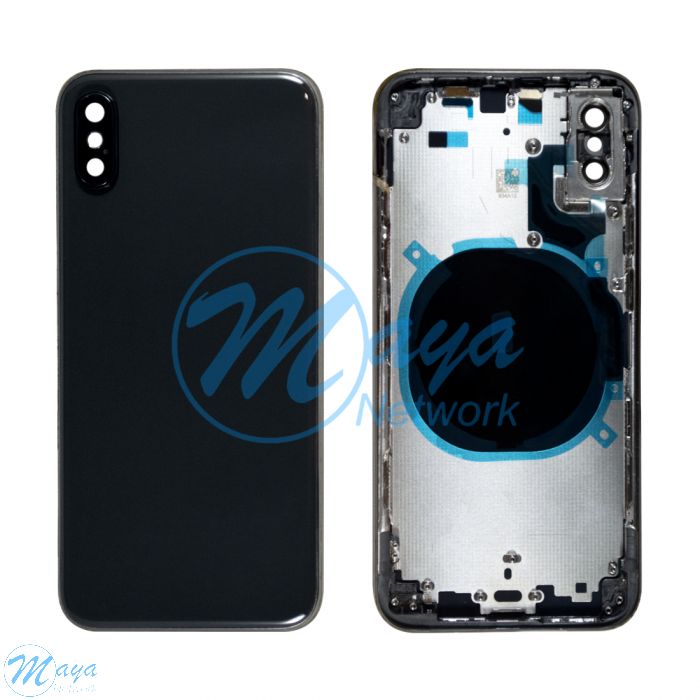 iPhone XS Back Housing with Small Part Replacement Part - Black (NO LOGO)