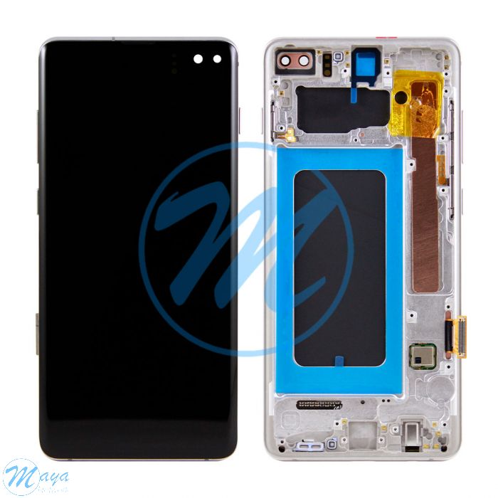(Refurbished) Samsung S10 Plus (with Frame) Replacement Part - Prism White