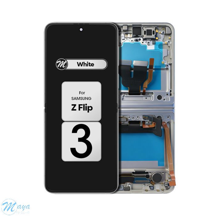 (Generic) Samsung Z Flip 3 5G F711 OLED (with Frame) Replacement Part - Cream
