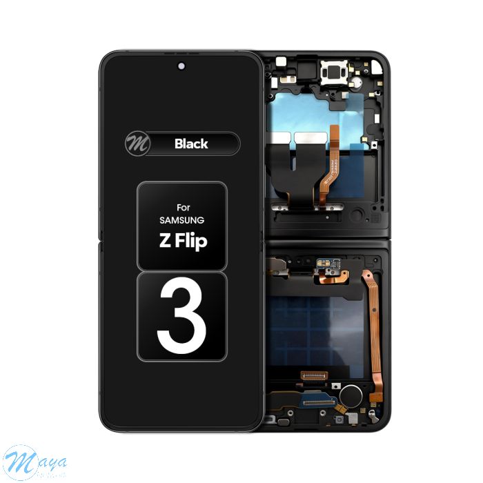 (Generic) Samsung Z Flip 3 5G F711 OLED (with Frame) Replacement Part - Phantom Black