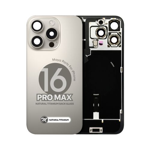 iPhone 16 Pro Max Back Glass w/ Magsafe Magnet, NFC, Flashlight Replacement Part - Natural Titanium (OEM Pulled)