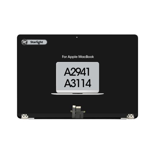 MacBook Air 15 (A2941, Mid 2023 / A3114, Mid 2024) Complete LCD Display Assembly Replacement Part - Starlight (OEM Pull/Used)
