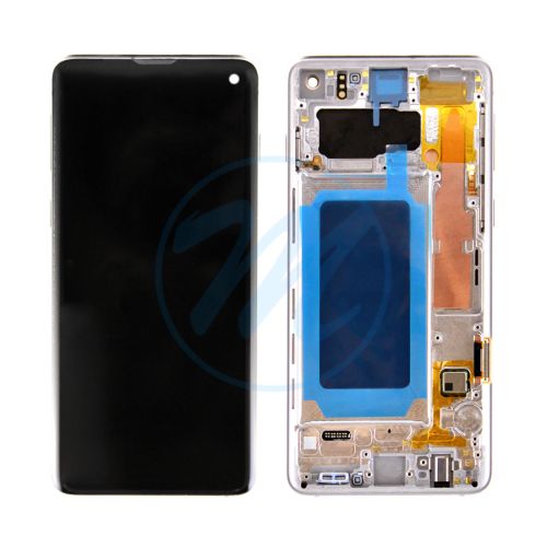 (TFT) Samsung S10 (with Frame) Replacement Part -  Prism White (without Finger Print Sensor)