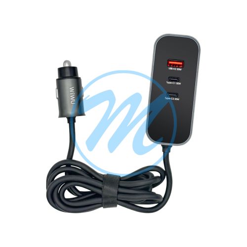 WiWU QC014 Extend Car Charger USB A plus Dual Type C Ports Fast Car Charger